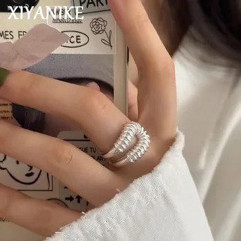 XIYANIKE Korėjiečių šaunūs geometriniai rankogalių pirštų žiedai moterims Girl Punk Fashion New Trendy Jewelry Lady Gift Party anillos mujer