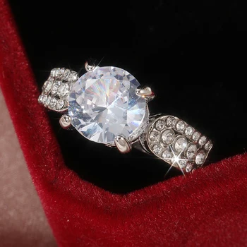 Elegantiški cirkoninio žiedo papuošalai Sidabro spalvos sužadėtuvių vestuvinių žiedų rinkinys moterims 2023 m. mados cirkonio krištolo papuošalai