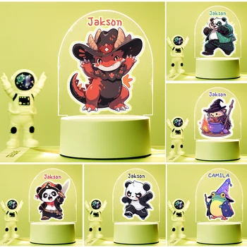 Personalized Baby Birth Night Light Custom Name Animal Panda Frog with USB Color Changeable Base Lamp For Bedroom Table Decor