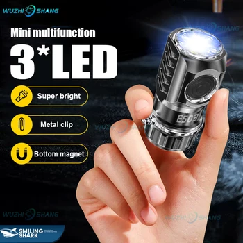 2500LM galingas LED žibintuvėlis C tipo įkraunamas mini žibintuvėlis Super ryškus 3 * P35 LED nešiojamas žibintas su magnetiniu uodegos kempingu