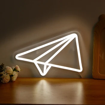 Chi-buy Orlaivio LED neoninis ženklas USB maitinami neoniniai ženklai Naktinė šviesa 3D sienų menas ir žaidimų kambarys Miegamasis Svetainė Dekoro lempos ženklai