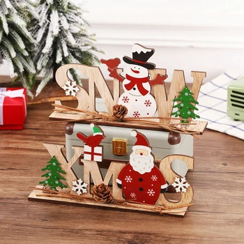 Kalėdinės dekoracijos Sniego Kalėdos Mediniai papuošalai Kalėdų eglutės elnias Trojos arklys Natūralus medinis 