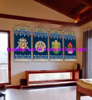 2024 Budistų reikmenys PRADŽIA Šventyklos altorius Sienų dekoras Palankūs simboliai Palaiminimas Kalachakra Kabantis dekoravimo paveikslas Ornamentas