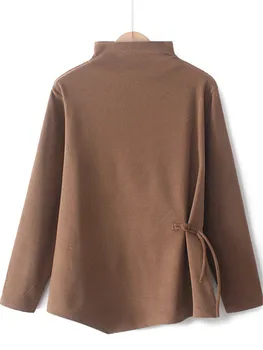 plius dydžio moteriški drabužiai Rudens žieminiai marškinėliai Solid Basic Tamprūs marškinėliai su stovo apykakle Dvipusis aksomas Prigludęs