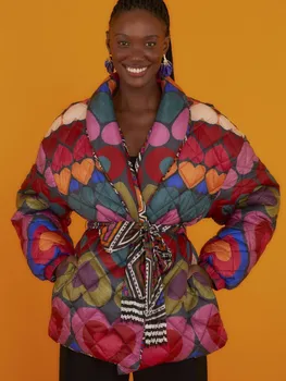 Elegantiškas atlapas Suvarstomi spausdinti paltai Moterų mada Dvipusė stora šilta medvilninė striukė 2023 Moteriška rudens žieminė gatvės apranga