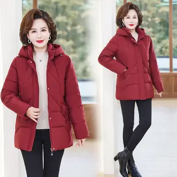 Žieminė striukė Nauja 2023 Korėja Moterys Parka Drabužiai Ilgas paltas Siuvinėjimas Striukės su gobtuvu Storas šiltas sniegas Dėvėti paminkštintas T508