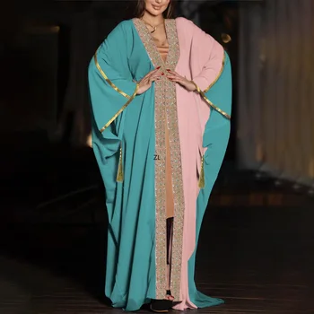 Eid musulmoniška suknelė moterims Abayas šikšnosparnio rankovė Afrikos Abaya blizgučiai Oversized Caftan Islam Vestidos Maroko Kaftan Elbise 2024