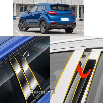 Automobilio TPU/blizgus veidrodėlis Pillar Post Cover skirtas Hyundai IX25 2014 2015 2016 2017 2018 2019 Durų apdaila Langų liejimo lipdukas 8vnt
