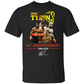 VTG Iron Tyson 34-metis 1985-2019 Firminiai juodi vyriški marškinėliai Vyriški 100% medvilniniai laisvalaikio marškinėliai Laisvi Aukščiausio dydžio S-3XL