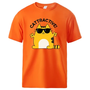 Cool Cat Traukos spausdinimo marškinėliai Vyriški minkštos medvilnės patogūs gatvės drabužiai Retro laisvalaikio drabužiai Daily Basic All Match Trikotažiniai marškinėliai