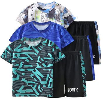 2PCS SUMMER Boys Girls Clothes Sets Breathable Outdoor Sport Kids marškinėliai ir šortai mergaitėms Paaugliai Vaikų drabužiai Kostiumai f