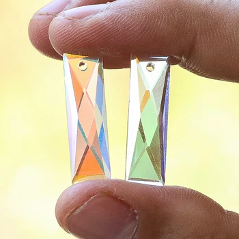 5PC 25mm AB spalvų geometrijos stačiakampis briaunotas prizmės stiklo kristalas šviestuvui Lempos užuolaidų kabėjimo dalys Rainbow Sun Catcher