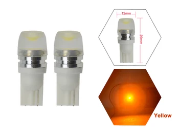 2Vnt T10 pleištas T8.5 SMD LED prietaisų skydelis Šoninės lemputės Pieno objektyvas 168 194 192 DC 12V Geltona