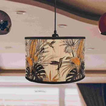 Vintažinės gėlių lempos atspalvis Bambuko būgno šviestuvo dangtelis E27 Kiniško stiliaus šviestuvas Lempos atspalviai Šviesus dangtelis Miegamojo lempos atspalvis
