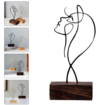 Desktop Metal Line figūra Abstrakti minimalistinė moters statula Ornamentas biurui