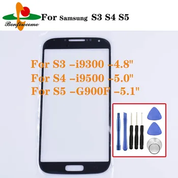 skirta Samsung Galaxy S3 i9300 i9308 S4 GT-i9500 S5 G900F Priekinio lietimui jautraus ekrano skydelio LCD out stiklo dangtelio objektyvo keitimas