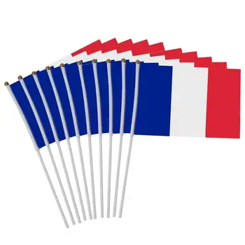 France Stick Flags 10Pcs Small France Flag Handheld 5.5 x 8.3inch Hand Held French Stick Flags for Party Festivals Classroom