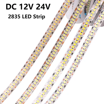 12V 24V LED juosta SMD 2835 lanksti LED juostelės diodų juosta 120/240/480LED/m Ne vandeniui atsparios lempos šviesos juostelės kambario dekoravimui
