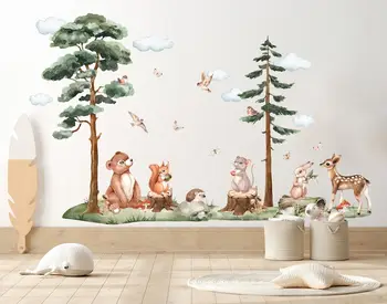 Animal Wall Decal Woodland Forest Wall Decal Medelyno lipdukas Kids Wall Decal
