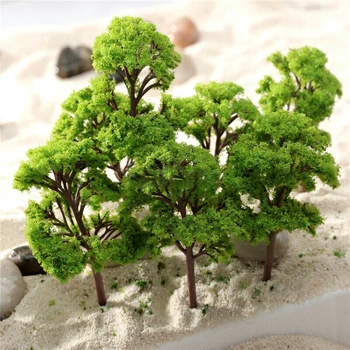 10vnt 9cm HO OO skalės modelių medžiai Traukinio geležinkelio išdėstymas Diorama peizažas Smėlio stalo modelis Traukinio modelis Žaislo modelis