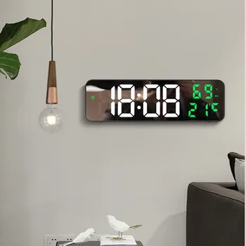 9 colių didelis skaitmeninis sieninis laikrodis temperatūros ir drėgmės ekranas Naktinis režimas Stalo žadintuvas 12/24H elektroninis LED laikrodis